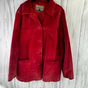 St. John’s Bay Red Sueded Leather Barn Jacket Size Medium